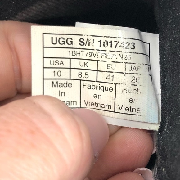 UGG Indra Waterproof Wedge Booties Black Suede Leather Ankle Boots Size 10 - Picture 9 of 10